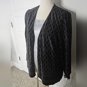 NWT K Woman Black Jeweled Shell with Silver Shell